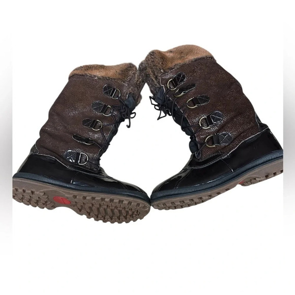 Khombu Quechee Stingray Brown Faux Fur Waterproof Winter Snow Boots Size 9.5M - Picture 1 of 8